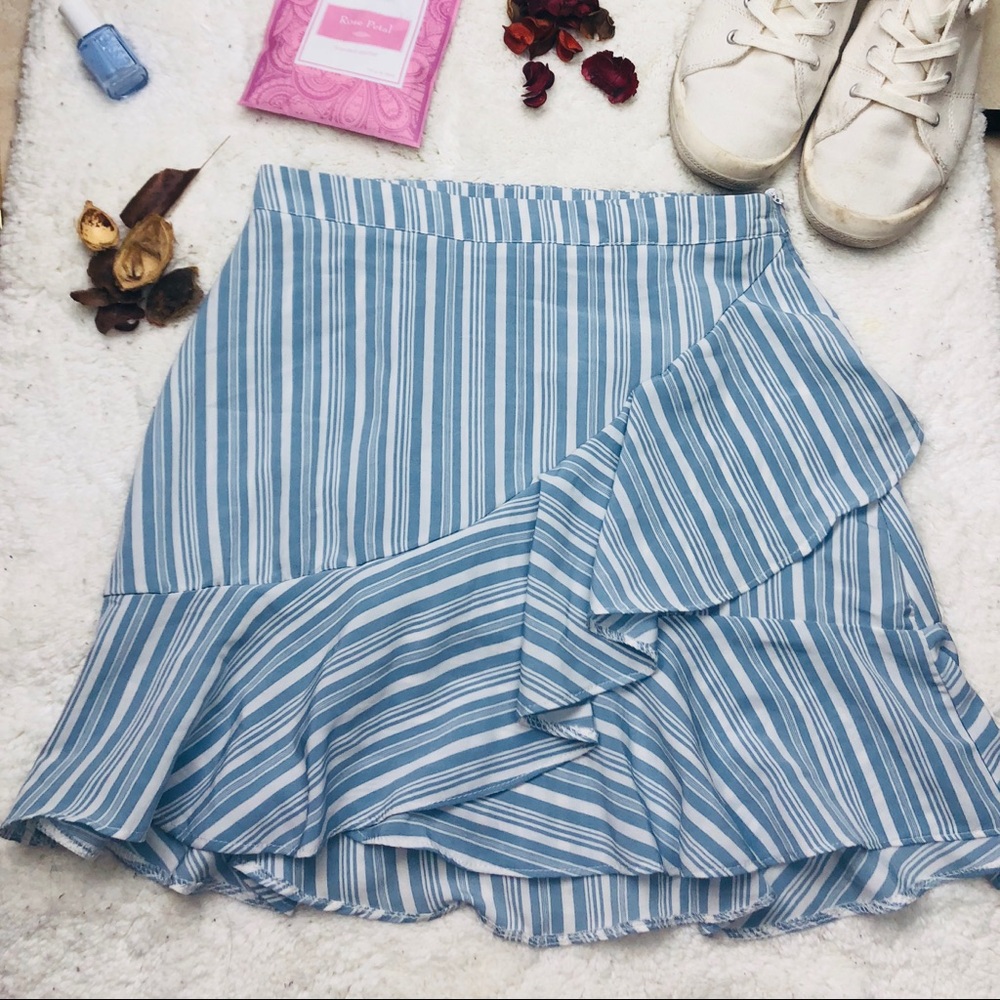 Urban Heritage blue and white striped mini skirt